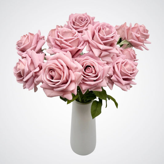 Antique Pink | 12 Real Touch artificial roses for Valentine's Day by My Faux Florist Canada