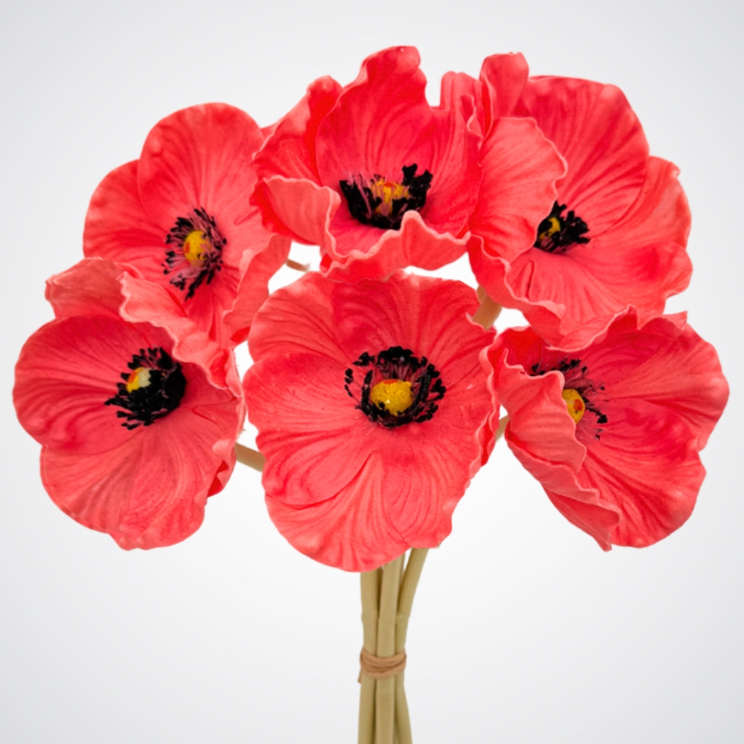 Coral Artificial Poppies