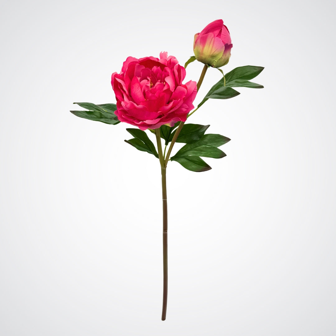 Fuchsia artificial peony spray with one full bloom and a bud from My Faux Florist Canada