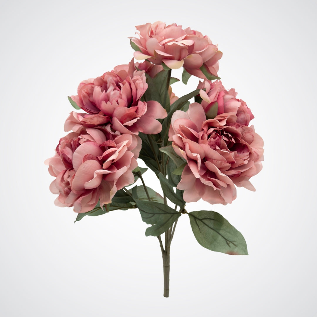 Full length view of a antique pink artificial peony bushe from My Faux Florist Canada