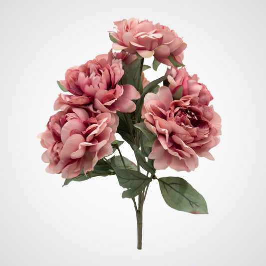 Full length view of a antique pink artificial peony bushe from My Faux Florist Canada
