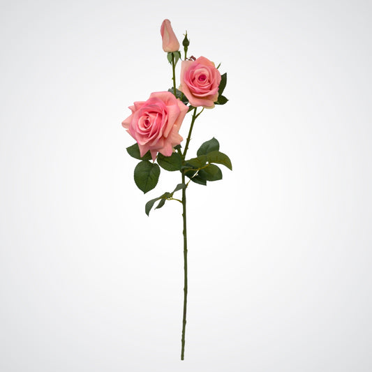 pink faux rose spray stem with blooms and buds, by Faux Florist Canada