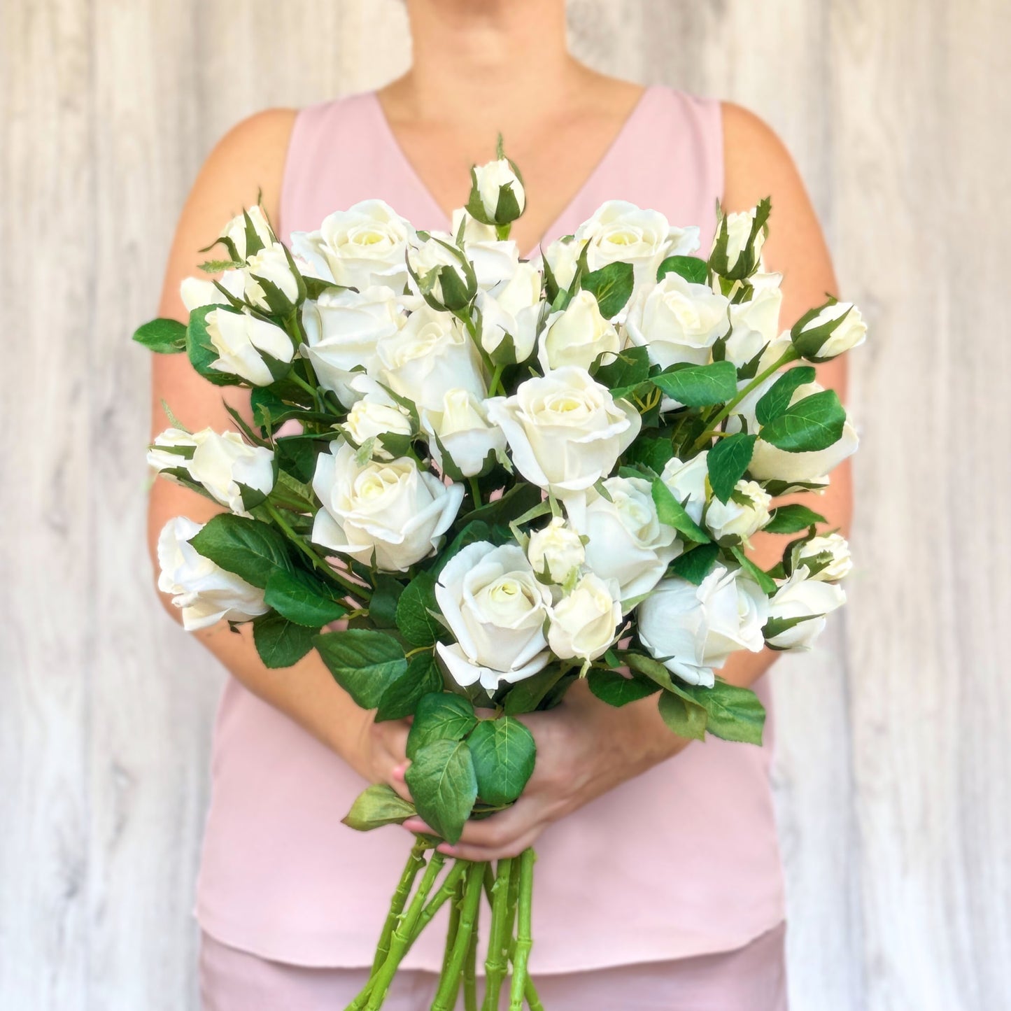 White Artificial Rose Spray