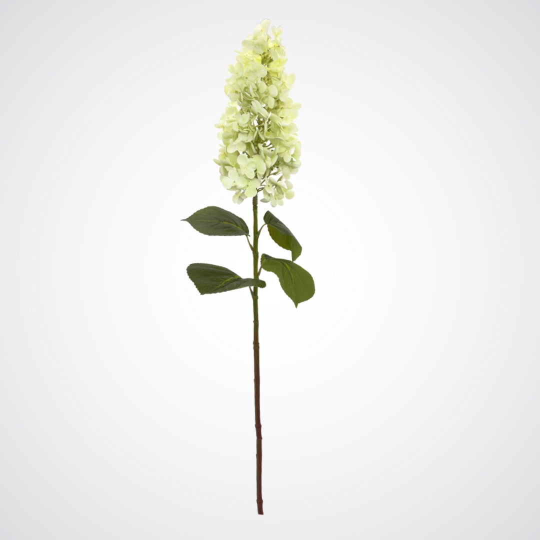 Full length stem of a pale green artificial hydrangea flower from My Faux Florist Canada.