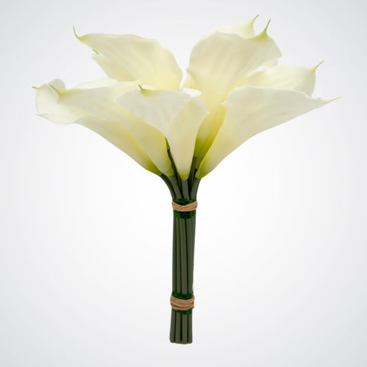 Isolated bouquet of white realistic artificial lilies with realistic Real Touch petals, from My Faux Florist artificial flowers Canada.