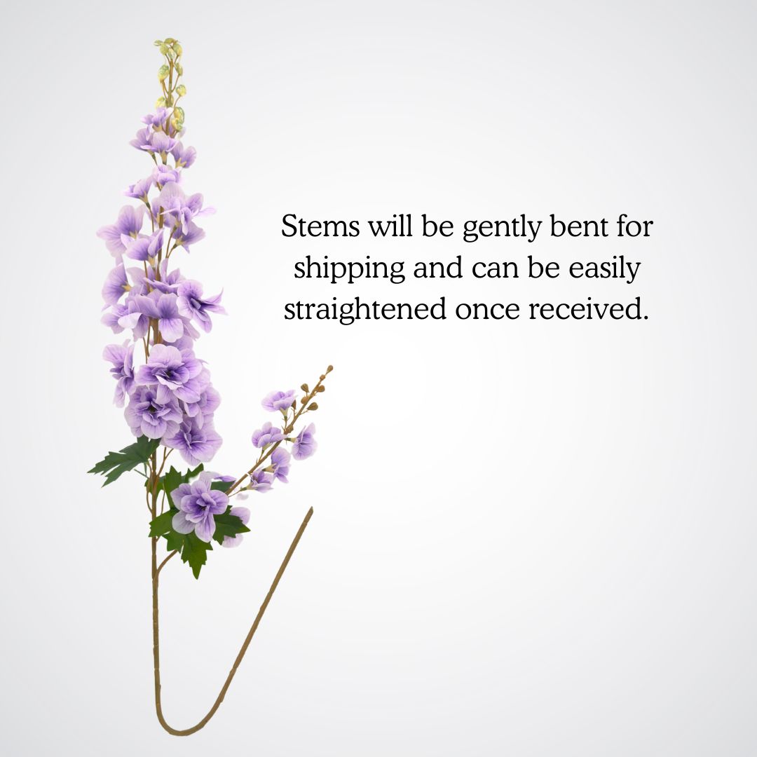 full length bent purple artificial delphinium stem from My Faux Florist Canada