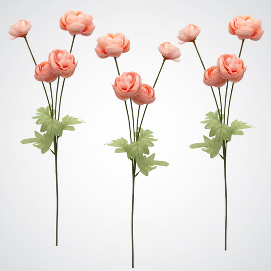 Set of 3 pink artificial roses with 4 visible bloom heads, by My Faux Florist artificial flowers Canada.