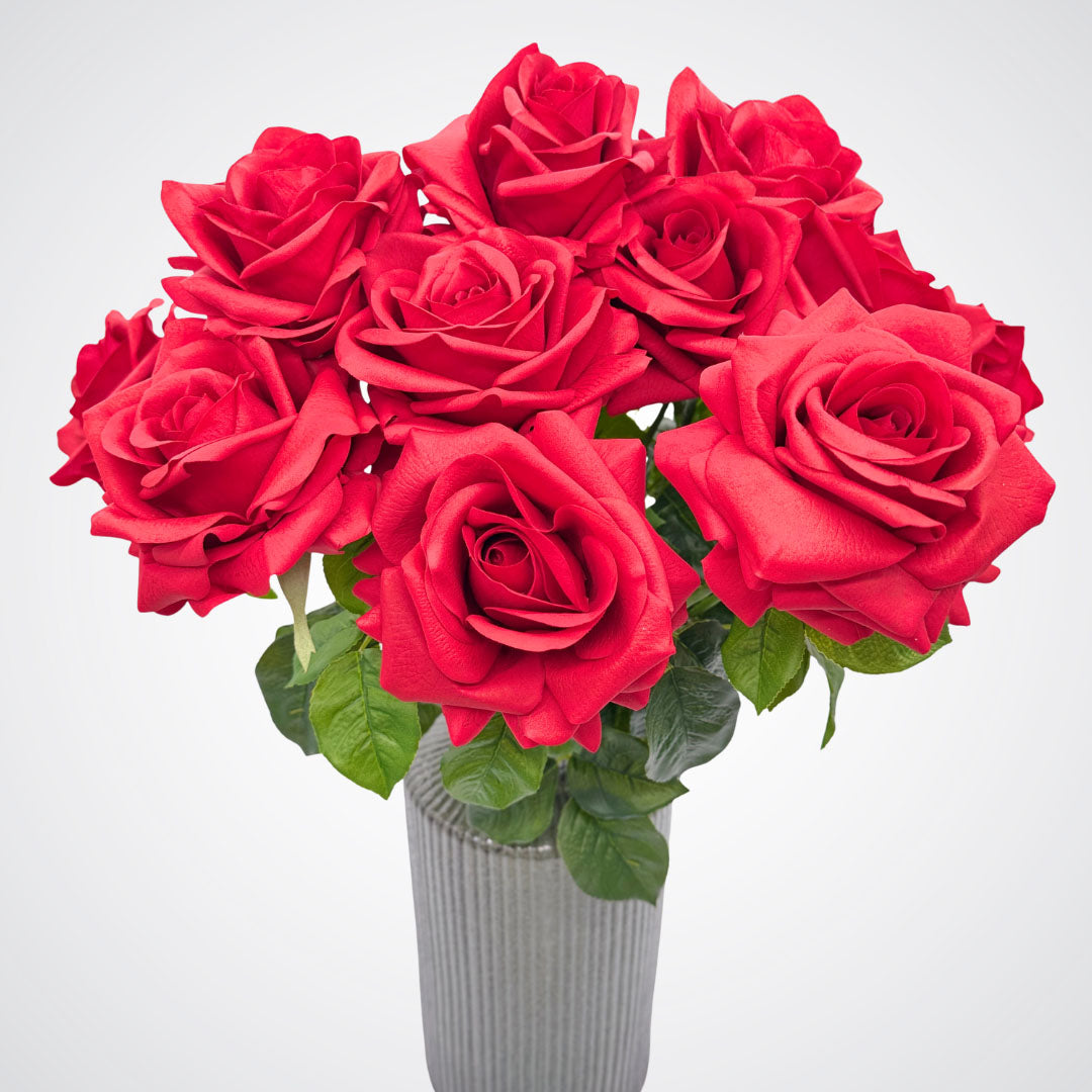 Classic Red | 12 Real Touch artificial roses for Valentine's Day by My Faux Florist Canada