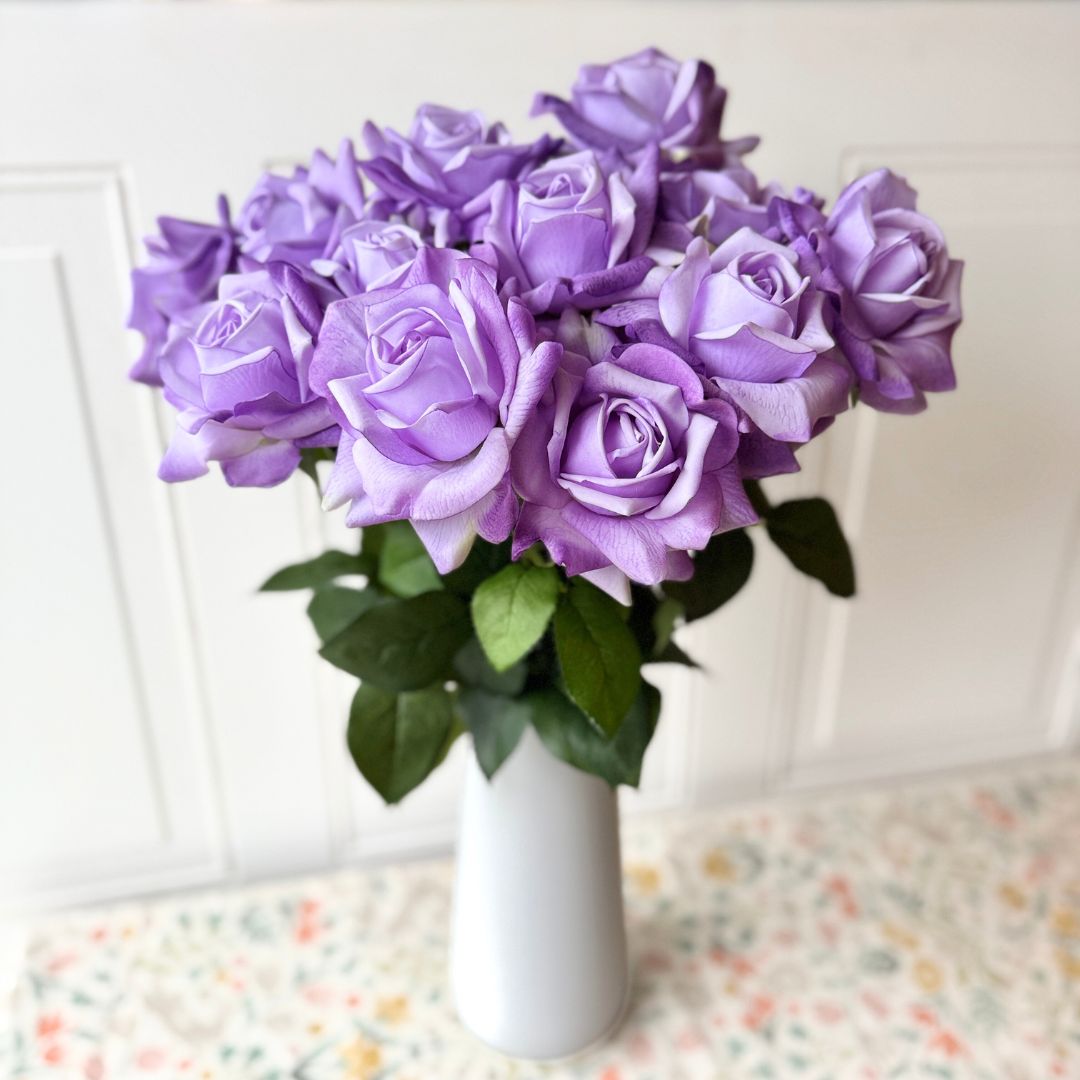 Lilac | 12 Real Touch artificial roses for Valentine's Day by My Faux Florist Canada