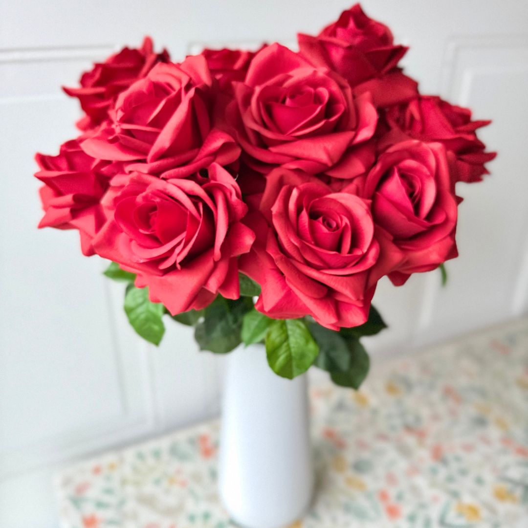 Classic Red | 12 Real Touch artificial roses for Valentine's Day by My Faux Florist Canada