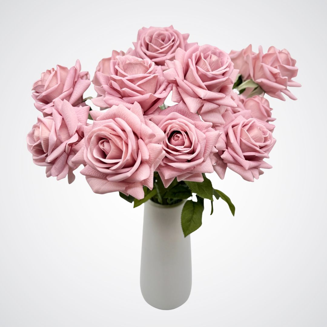 Antique Pink | 12 Real Touch artificial roses for Valentine's Day by My Faux Florist Canada