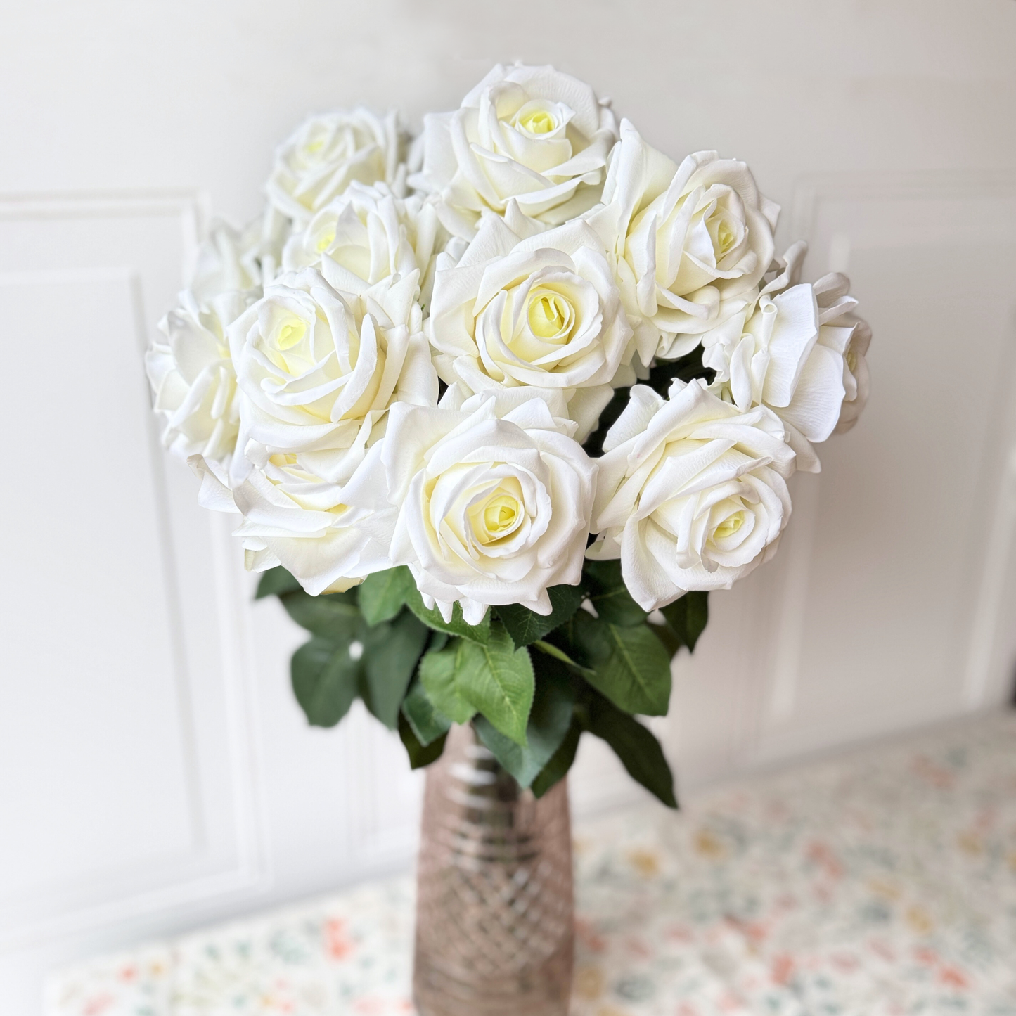 White | 12 Real Touch artificial roses for Valentine's Day by My Faux Florist Canada