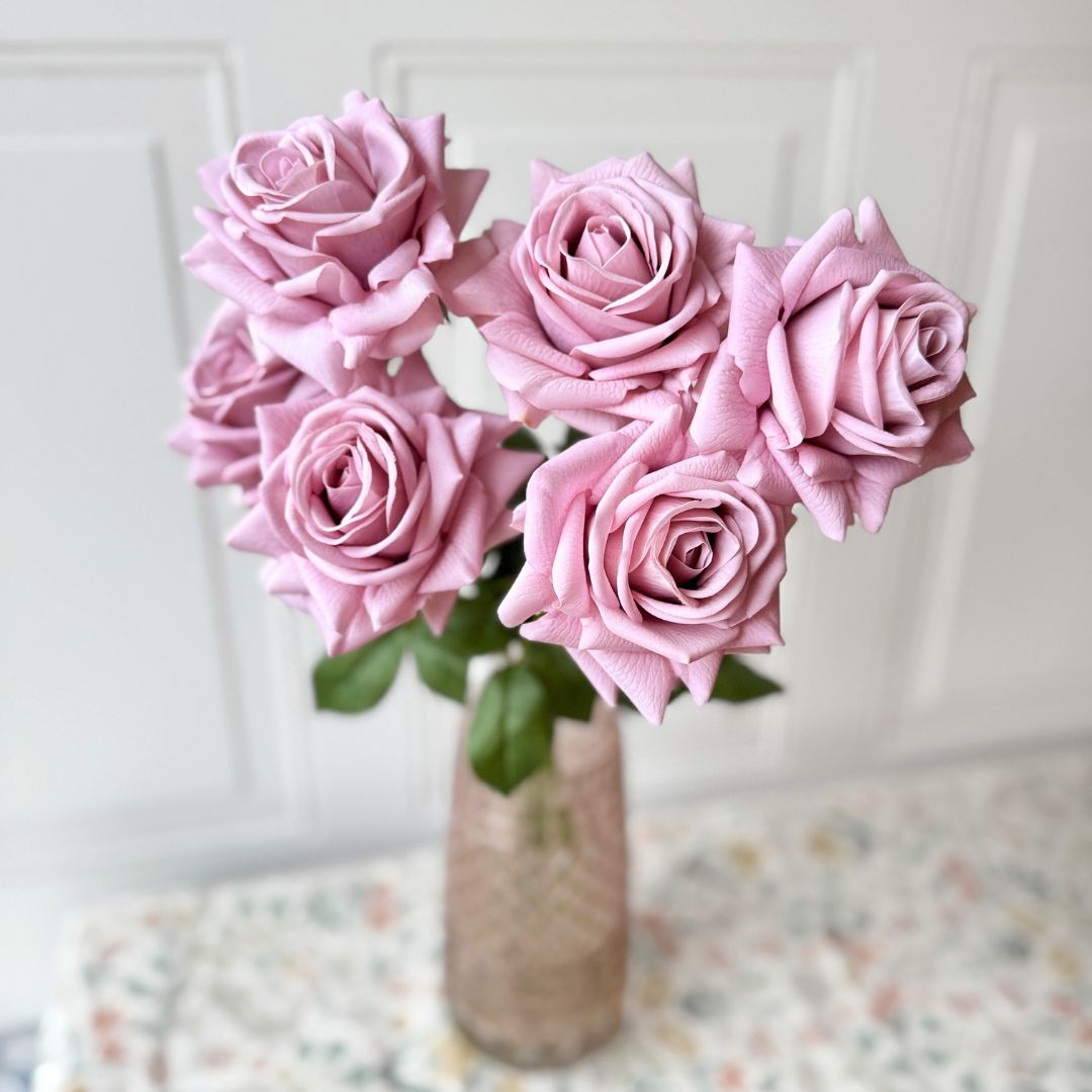 Antique Pink | 6 Real Touch artificial roses for Valentine's Day by My Faux Florist Canada