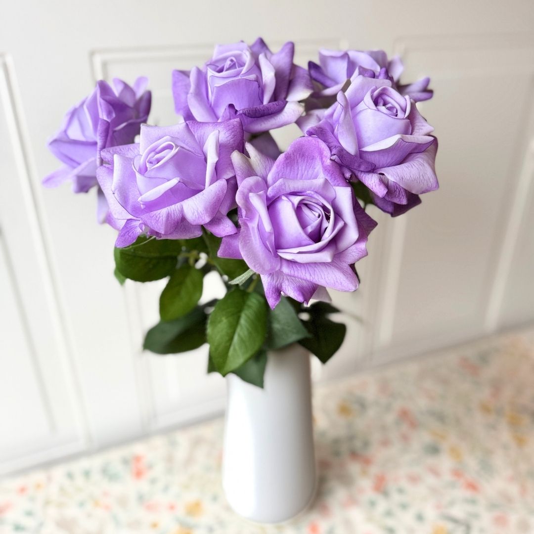 Lilac | 6 Real Touch artificial roses for Valentine's Day by My Faux Florist Canada