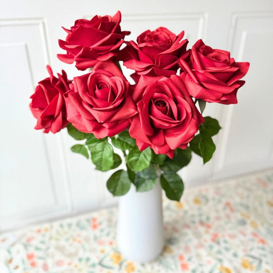 Classic Red | 6 Real Touch artificial roses for Valentine's Day by My Faux Florist Canada