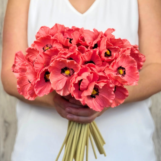 Coral Artificial Poppies