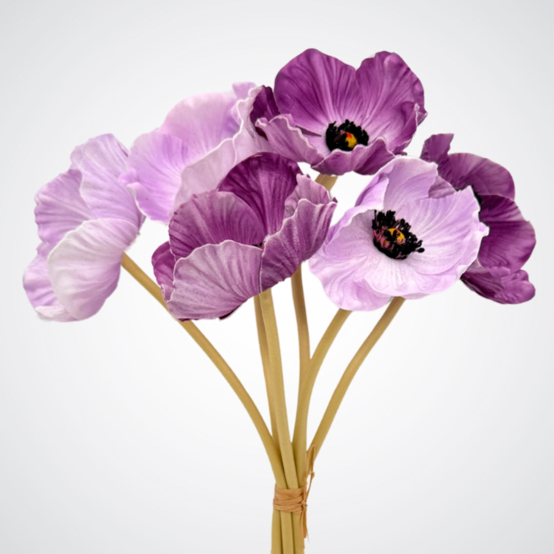 Bouquet of purple artificial poppies on a white background from My Faux Florist Canada