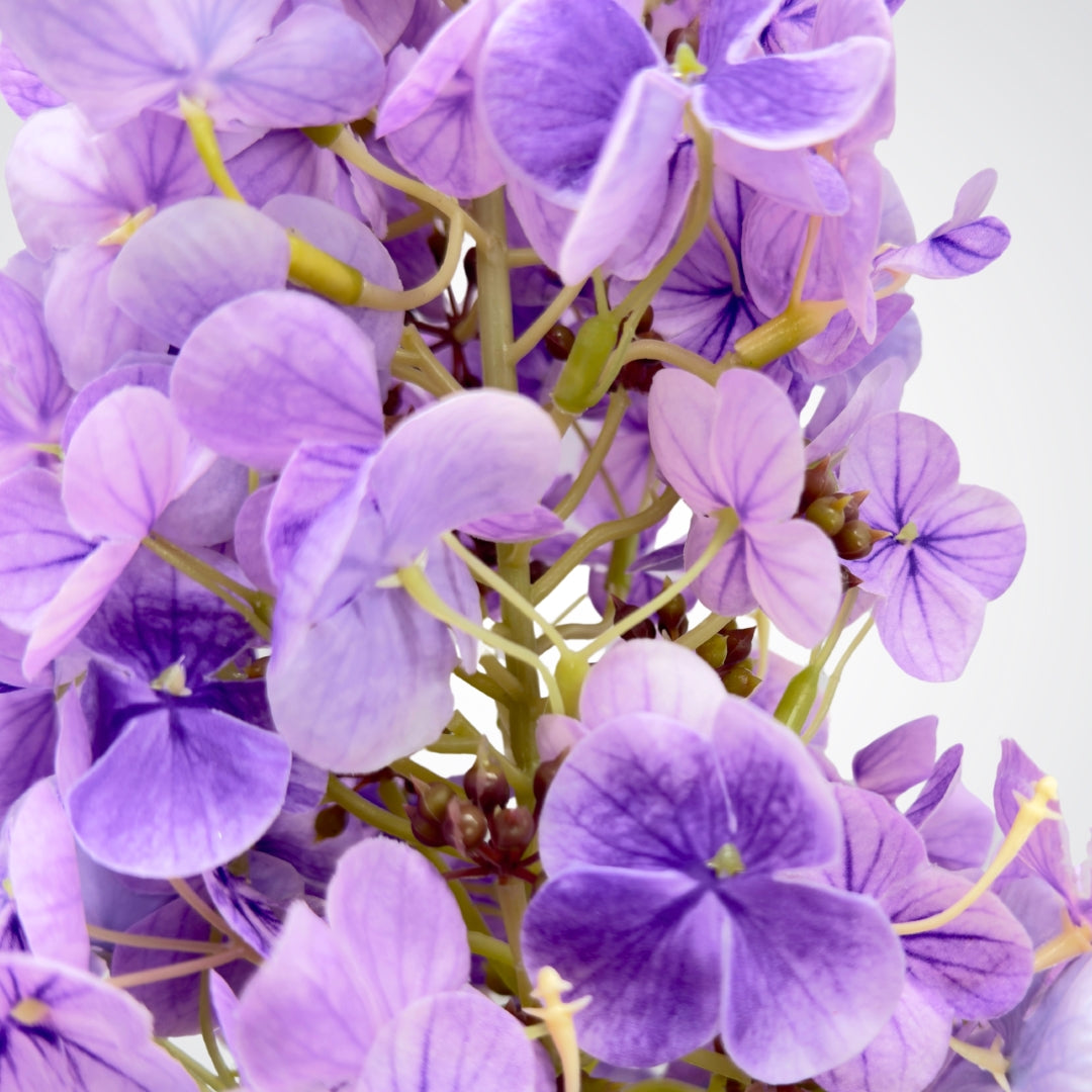 close up of large purple artificial hydrangea bloom from My Faux Florist Canada