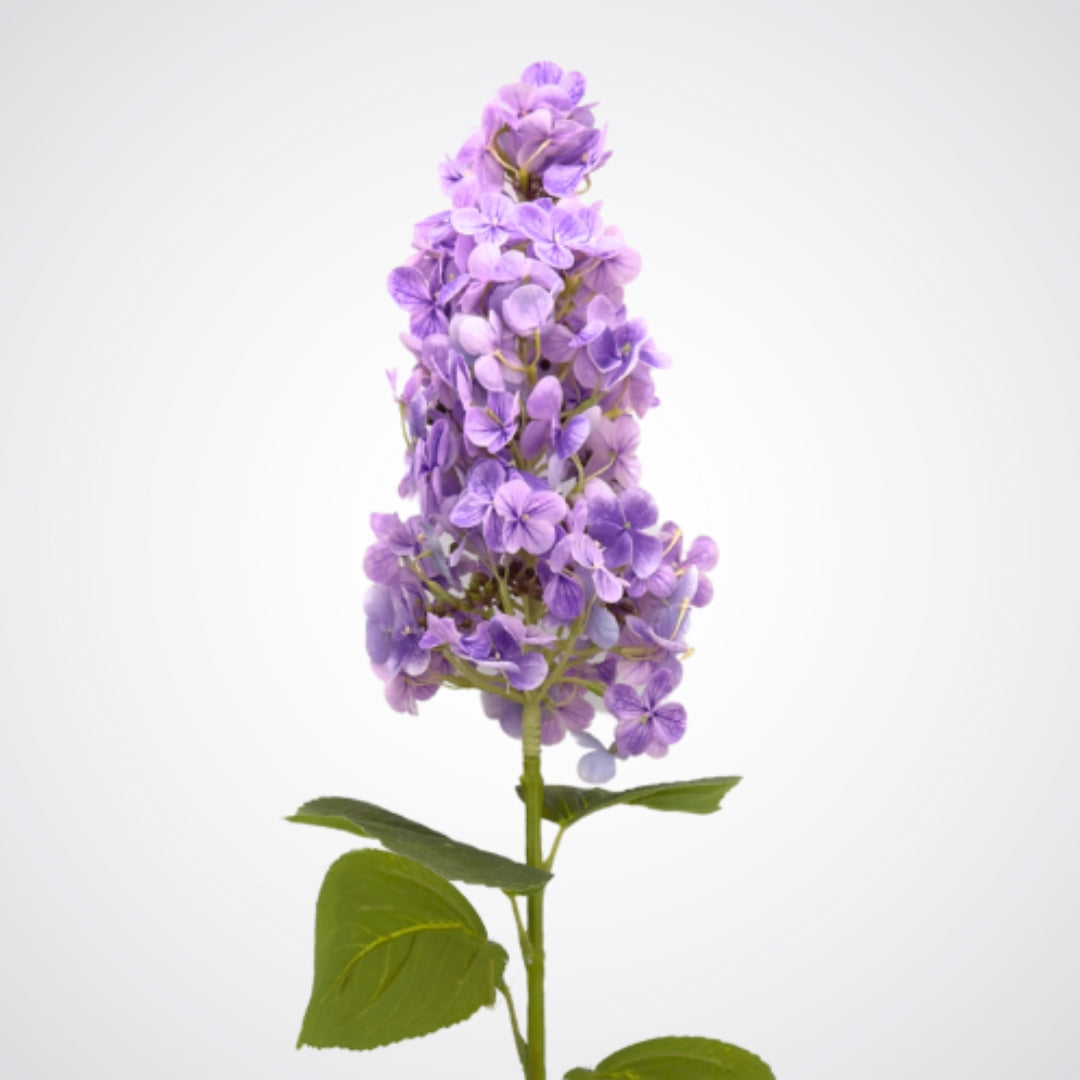 Large purple artificial hydrangea bloom on a white background from My Faux Florist Canada