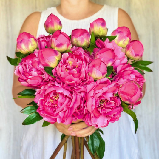 Fuchsia Artificial Peony Spray