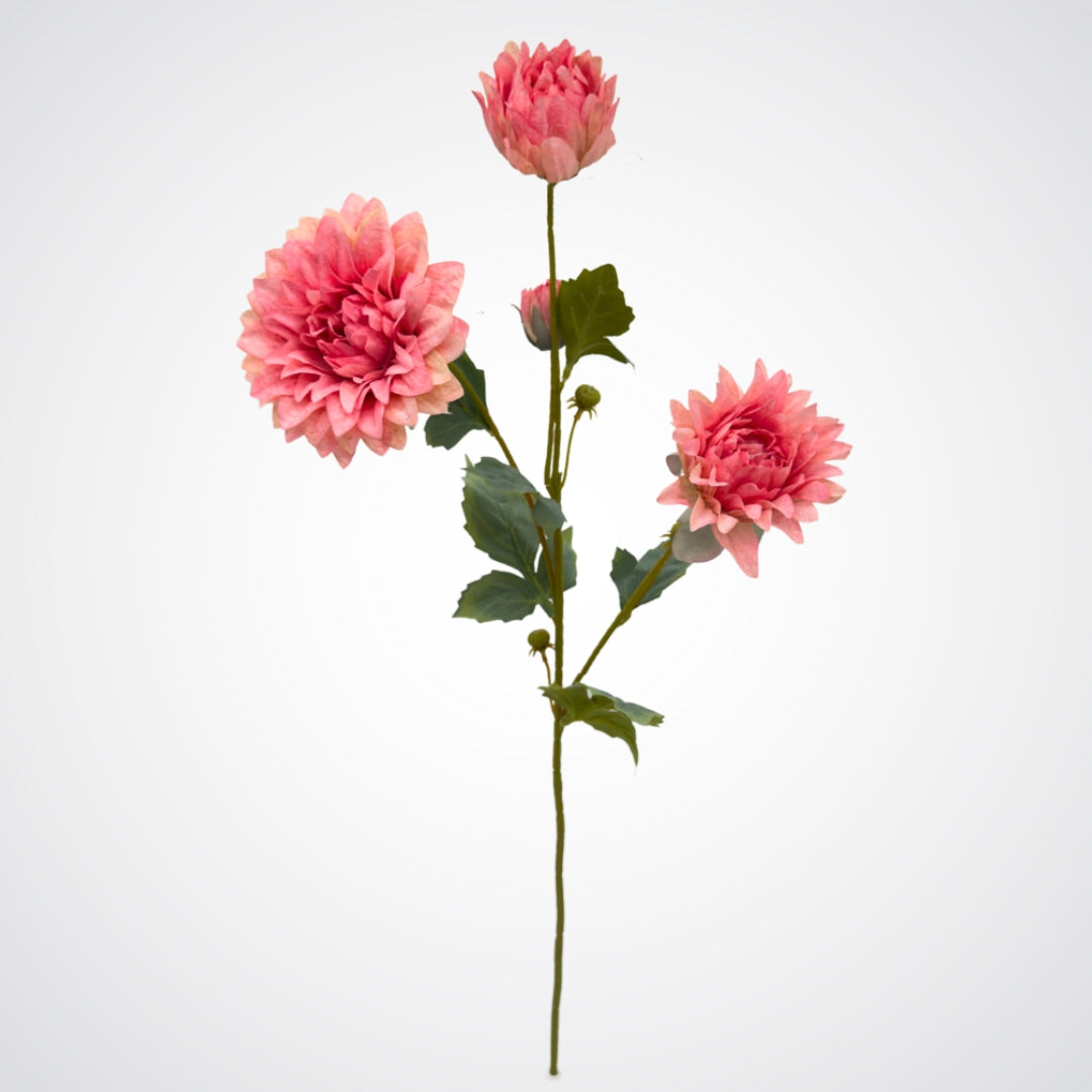 faux pink dahlia stem with buds, by Faux Florist Canada