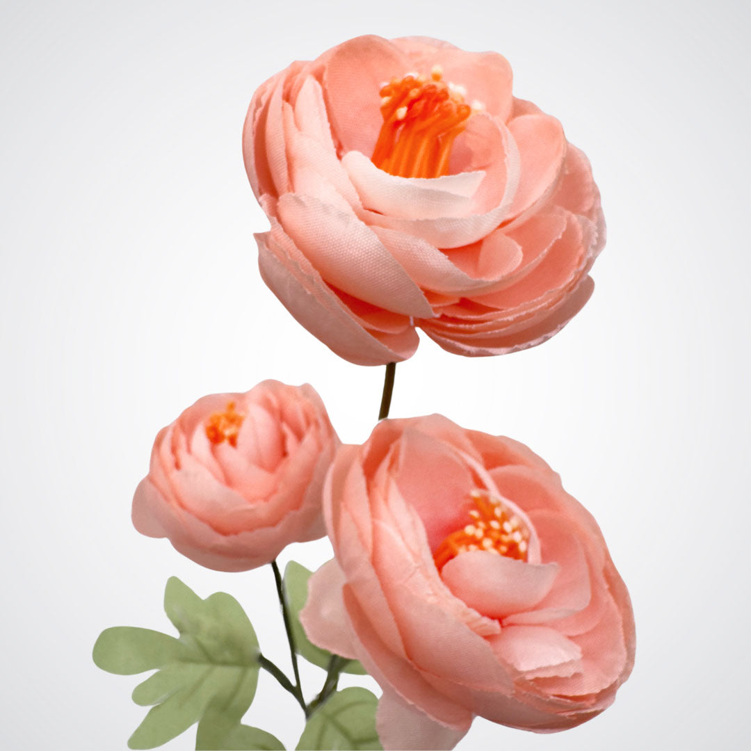 Close up of 3 blooms on a pink artificial rose, by My Faux Florist artificial flowers Canada.