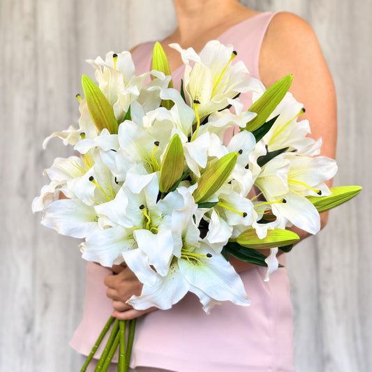 Premium White Artificial Lilies