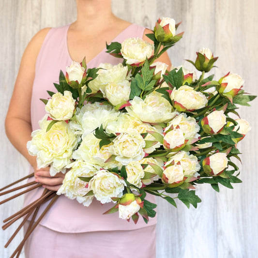 Ivory Artificial Peony Spray