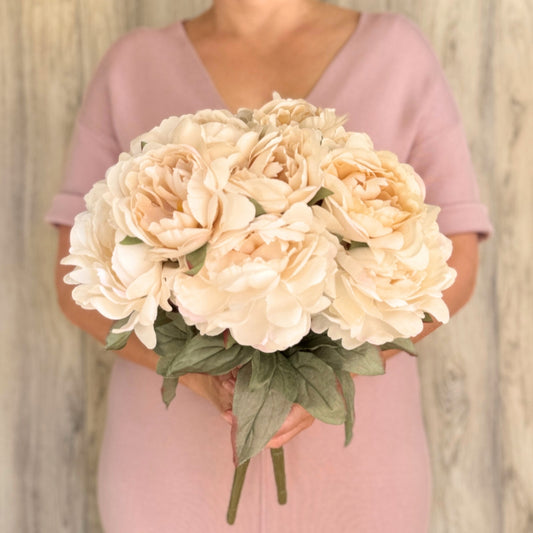 Ivory Artificial Peony Bush