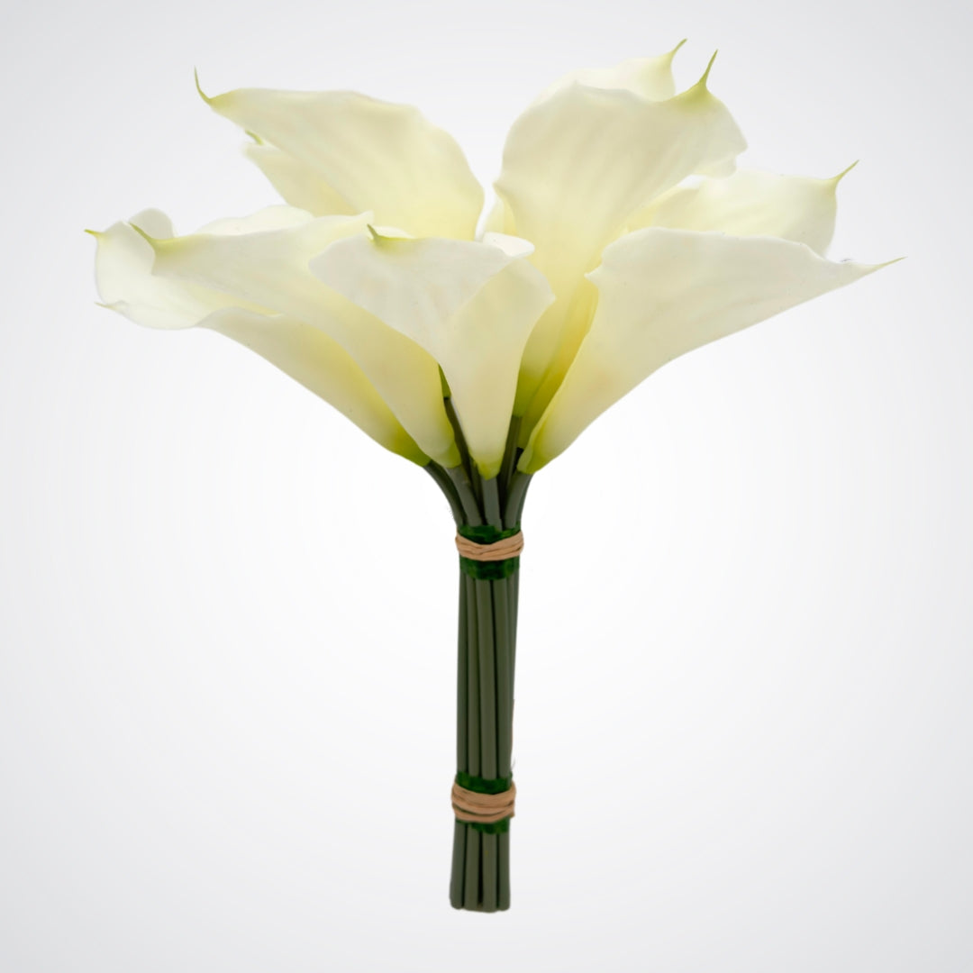 Isolated bouquet of white realistic artificial lilies with realistic Real Touch petals, from My Faux Florist artificial flowers Canada.