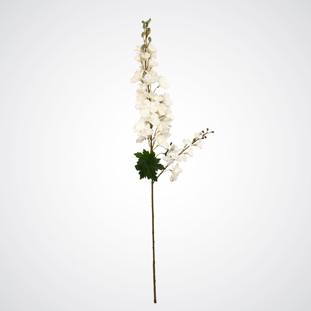 Full length white artificial delphinium flower from My Faux Florist Canada.