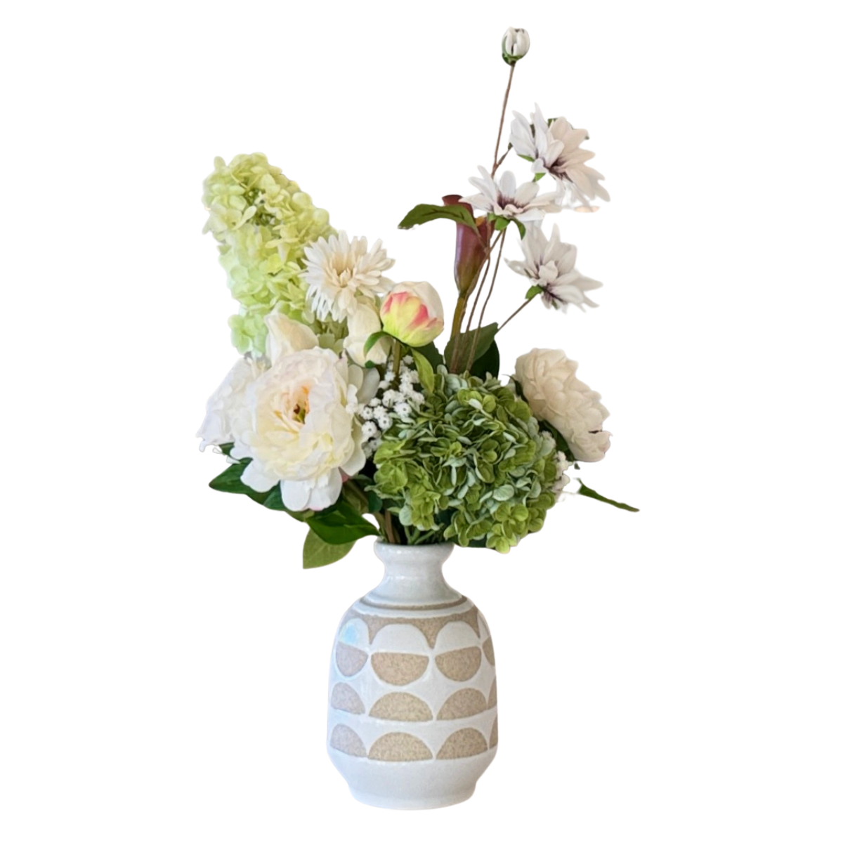 Arrangement of realistic artificial flowers in a vase, for My Faux Florist Canada