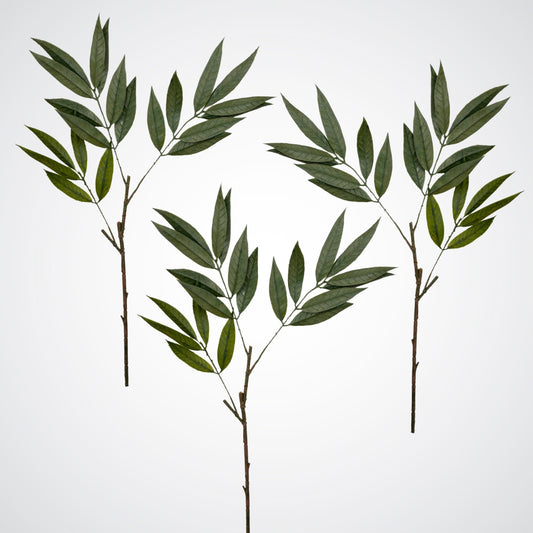 Trio of tall artificial willow stems arranged for faux flower bouquets, by Faux Florist Canada