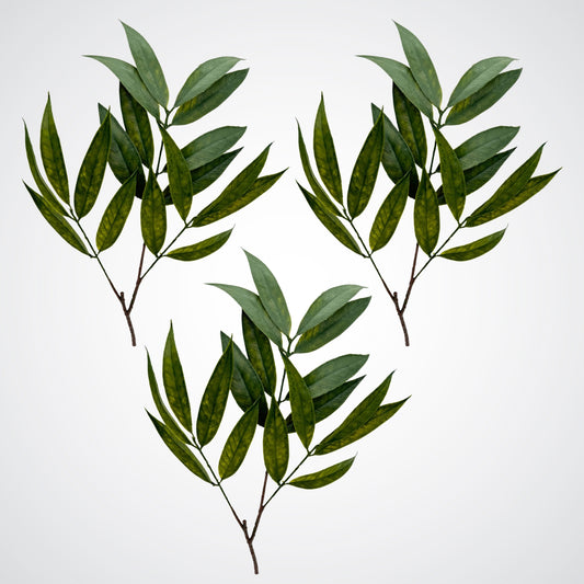 Trio of short artificial willow greenery stems, by Faux Florist Canada