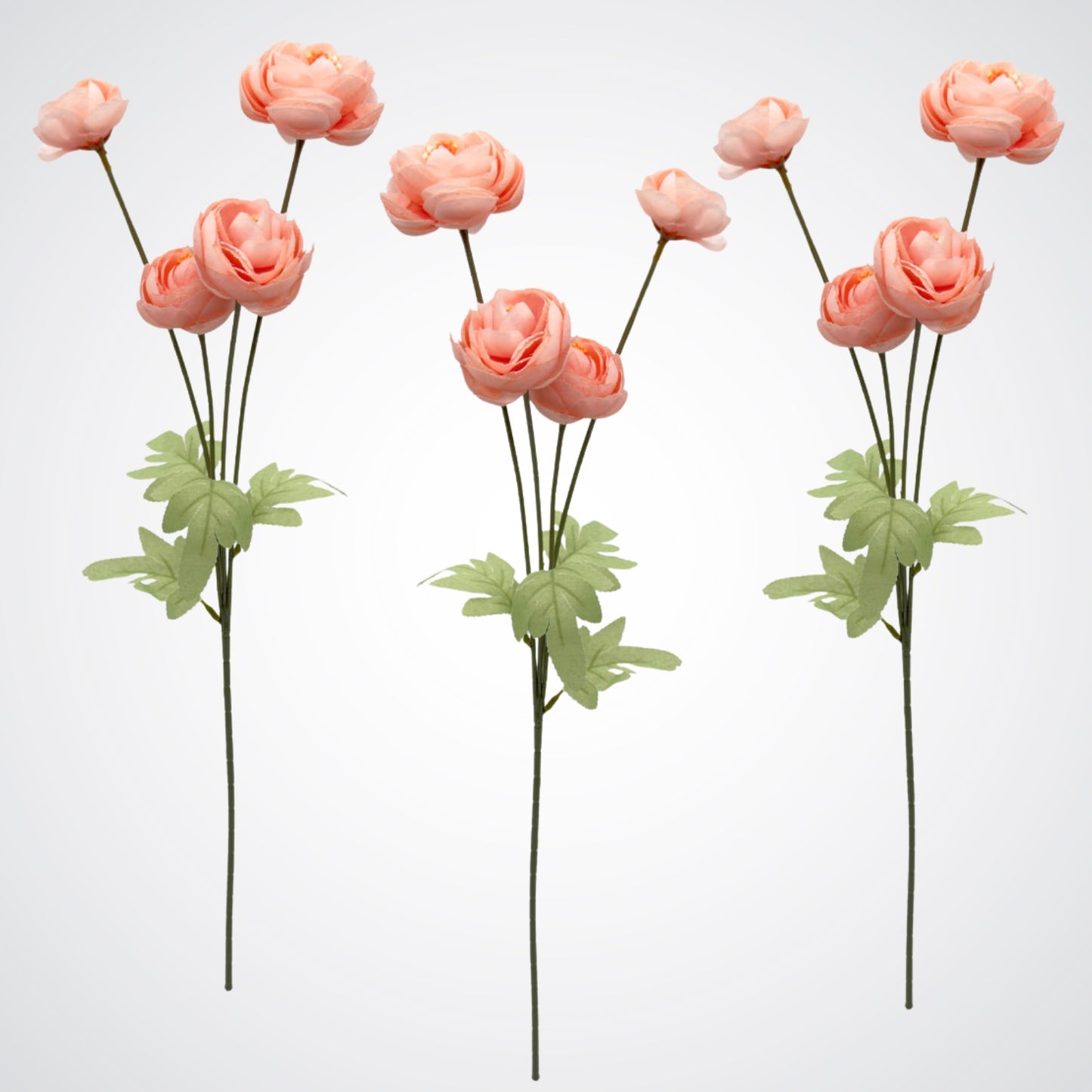 Set of 3 pink artificial roses with 4 visible bloom heads, by My Faux Florist artificial flowers Canada.