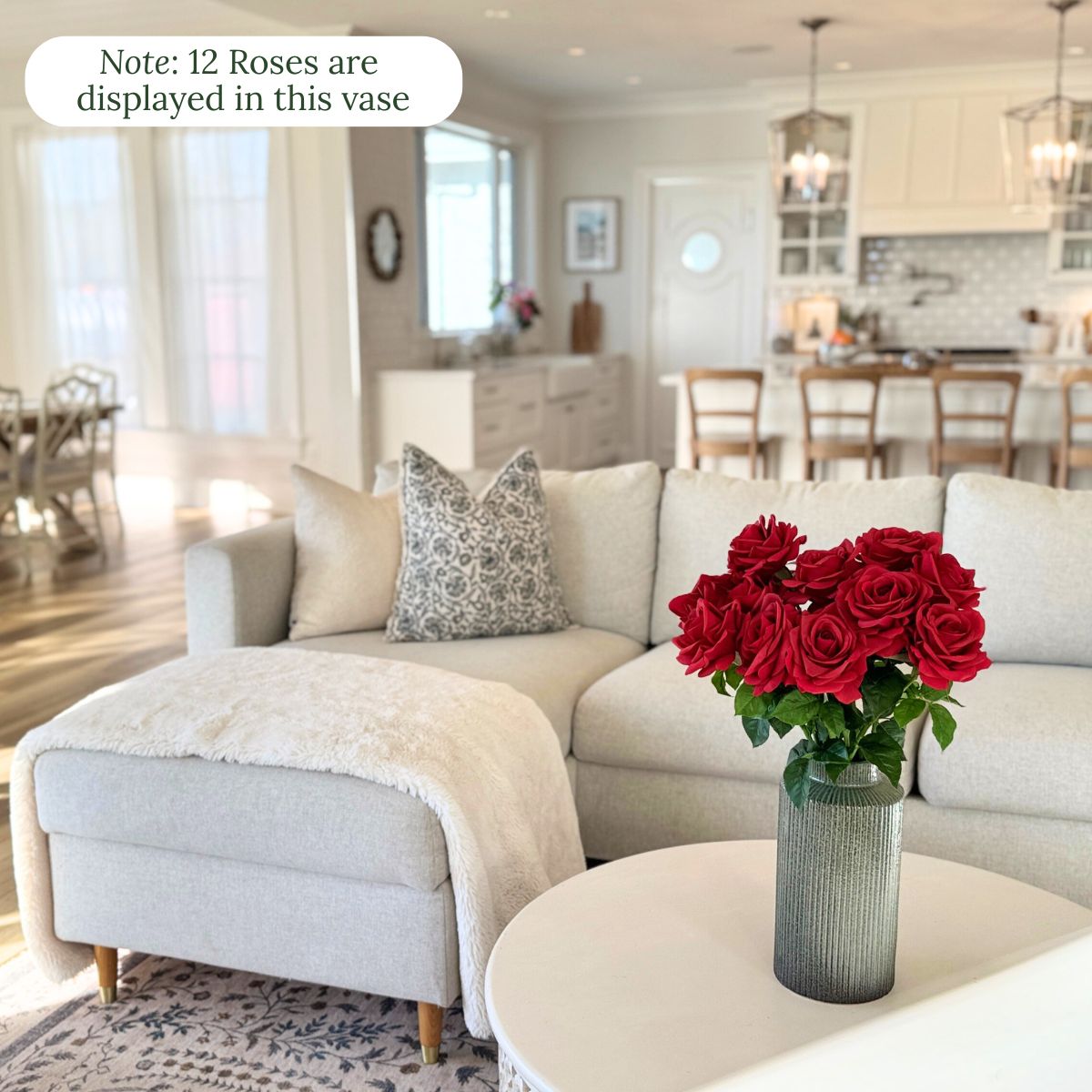 Classic Red | realistic Real Touch artificial roses for Valentines in a warm living room | for My Faux Florist Canada