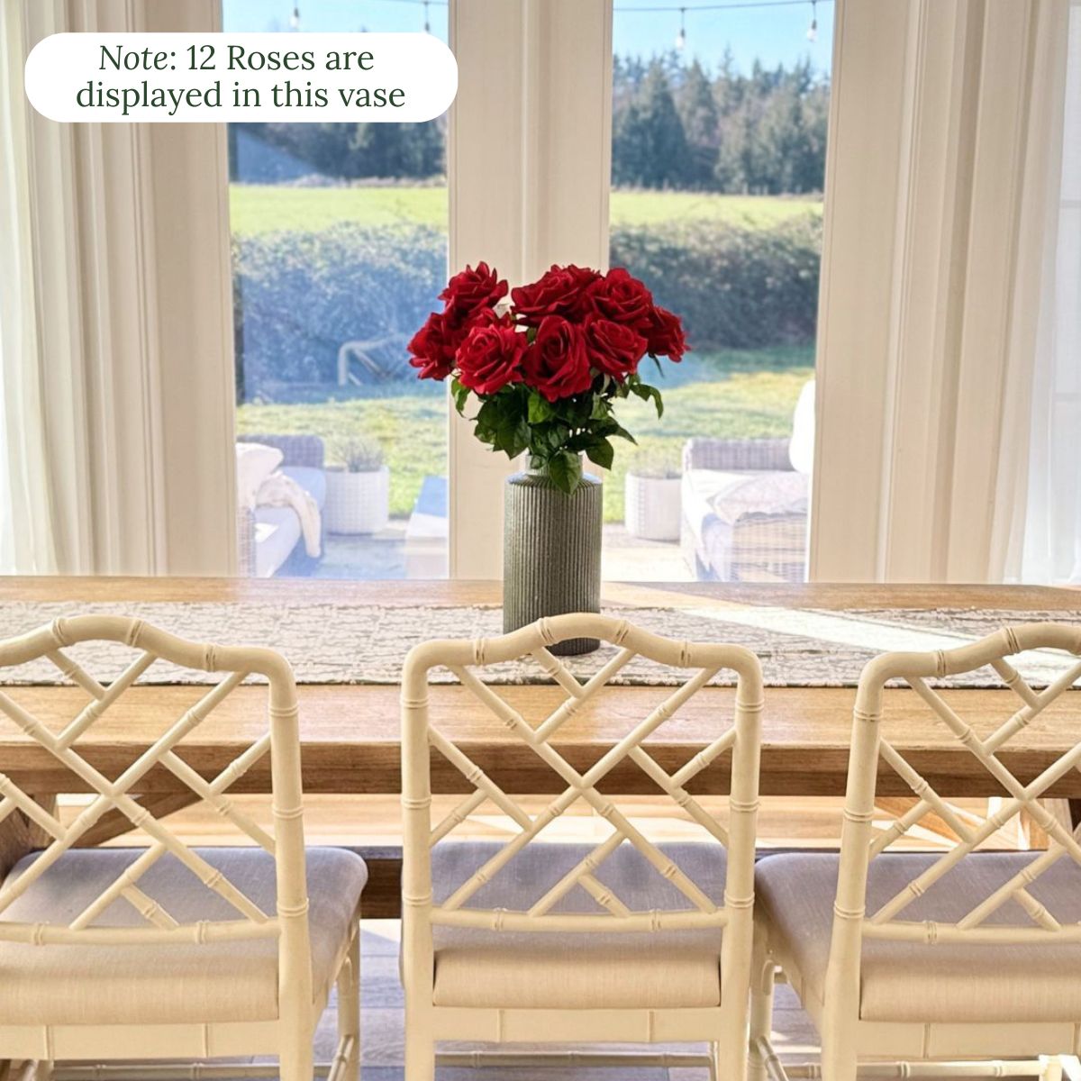 Classic Red | realistic Real Touch artificial roses for Valentines on a kitchen table surrounded  by windows | for My Faux Florist Canada