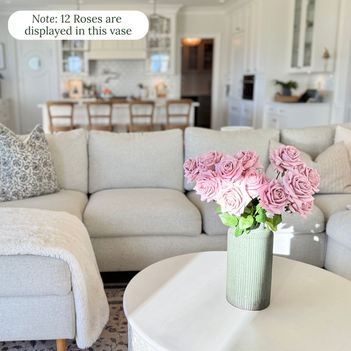 Antique Pink | realistic Real Touch artificial roses for Valentines in a warm living room | for My Faux Florist Canada