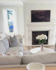 Video of a vase full of realistic artificial roses, white fake flowers, in a living room, for My Faux Florist Canada