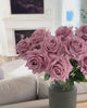 Video of a vase full of realistic artificial roses, pink fake flowers, in a living room, for My Faux Florist Canada