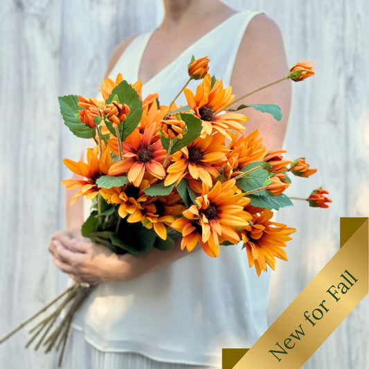Marguerites artificielles orange coucher de soleil