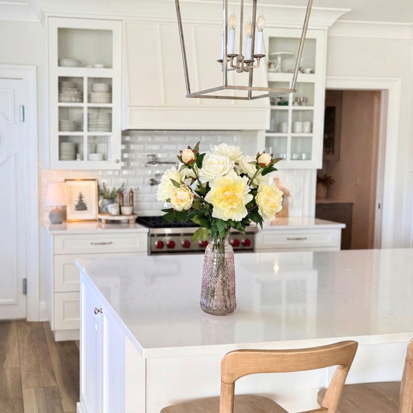 Pivoines artificielles ivoire